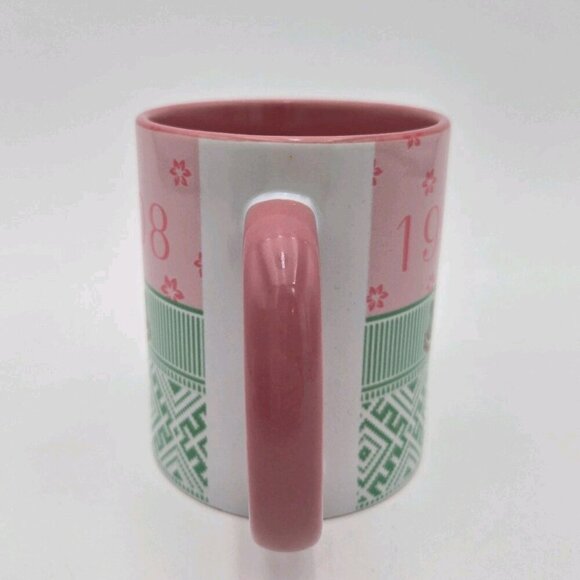 AKA Sorority Coffee Tea Mug Alpha Kappa Alpha Pink Green Flowers Handle New Box - Picture 6 of 9